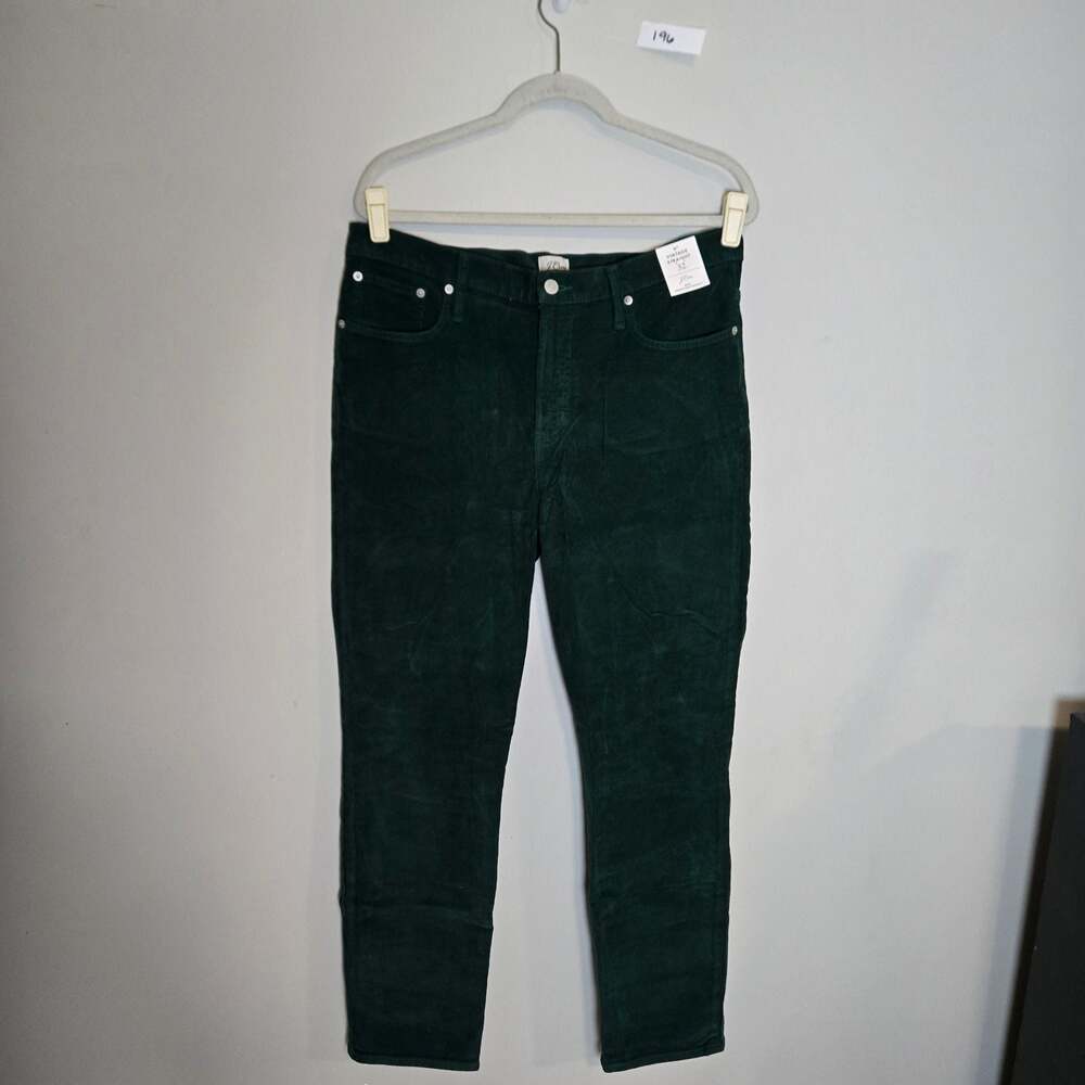 J.Crew 9" Vintage Straight Corduroy Pants in Dark Green